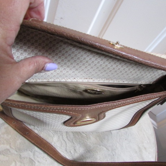 Vtg PAOLO GUCCI GG Pattern women's leather oatmeal shoulder bag - Picture 14 of 16